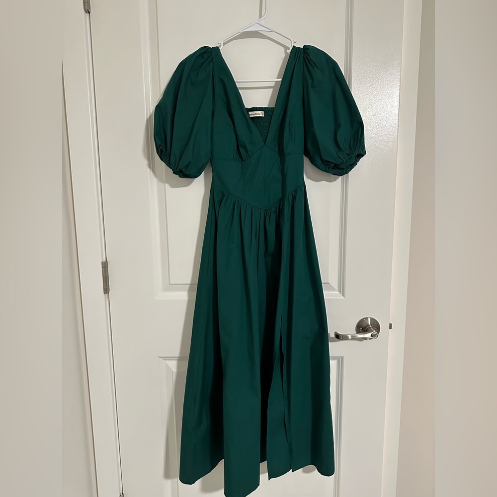 Puff Sleeve Corset Midi Dress